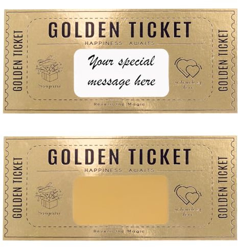 Cappstan UK Premium Golden Ticket Überraschungs Rubbellose | Vielseitige Karte | Ideale Überraschungs-Geburtstagskarte | Trauzeuge-Vorschlag oder Schwangerschaftsankündigung (Gold - Englisch)