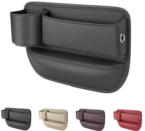 Cup Holder Gap Bag Cup Holder Gap Bag,Atsizral Car Seat Storage Box,Naneug Car Leather Cup Holder Gap Bag,Car Gap Filler,No Logo Leather Car Seat Storage Box With Water Cup Holder (Color : Black, Si