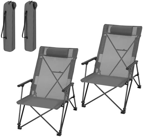 WOLTU Campingstuhl faltbar, 2er-Set, Strandstuhl Klappstuhl Faltstuhl, mit hoher Rückenlehne Tragetasche Kopfstütze, 150 kg belastbar
