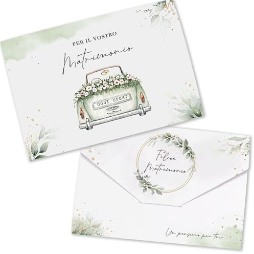 BETESSIN Hochzeitsdeko - Felice Matrimonio - 2 Stück Italienische Hochzeitskarten mit Umschlägen - Geschenkidee zur Hochzeit