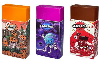 Rubby Rubber Duft Radiergummi Set für Kinder – 3er Set mit Duft (Cola, Traube, Orange) – Lustige, Weiche Radierer für Schule & Kindergeburtstag – Geschenk & Mitgebsel Jungen/Mädchen