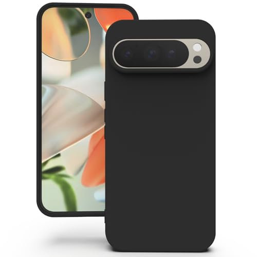 YATWIN für Google Pixel 9 Hülle, Google Pixel 9 Pro Hülle, Premium Silikon Handyhülle mit Kameraschutz, Seidig-Weicher Berühren Ultra Dünne Stoßfeste Kratzfeste Schutzhülle, Schwarz