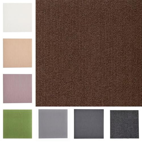 Self Adhesive Dark Brown Carpet Tiles 30X30cm Pack of 20 Non Slip Hardwearing Square Tiles for Office Living Room and Bedroom Easy Peel and Stick Floor Tiles