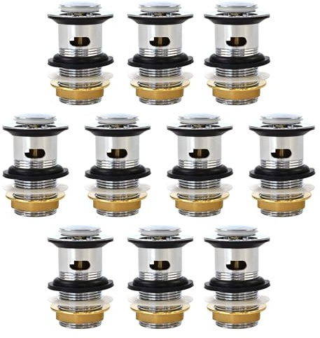 Xcel Home Chrome Slotted Click Clack Basin Waste | G 1 1/4 BSP | 10 Waste | Replacement Brass Pop-Up Sink Plug | Standard G 1 1/4 BSP Connection Fit | Replacement for Drainage & Easy Installation