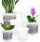 IWTTWY Lot de 6 pots de fleurs en plastique de 12/15/18 cm d'épaisseur avec trous de drainage et soucoupes - Pots de semis pour intérieur et extérieur - Pour orchidée, penoy (transparent)