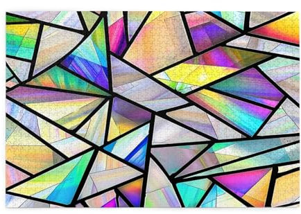 Mexpekil 1000 Teile Puzzles für Erwachsene Geometrische Schillernde Dreiecke Muster Holzpuzzles Herausfordernde Puzzlespiele für Jugendliche Geschenke