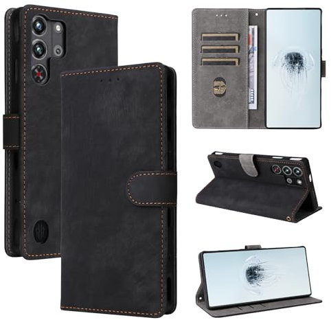 Handyhülle Nubia Red Magic 10 Pro/10 Pro Plus, Nubia Red Magic 10 Pro/10 Pro Plus Hülle, [RFID Blocking Technology], Kickstand-Hülle, Brieftasche für Nubia Red Magic 10 Pro/10 Pro Plus-Schwarz