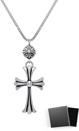 WUNZILO 1 pcs Kreuzanhänger mit Halskette Kreuz Anhänger Halskette Einfache Kreuz Halskette Religiöses Gebet Anhänger Kreuz Anhänger als Glaubenssymbol, Geschenkidee, Gothic, 60cm Kreuzanhänger