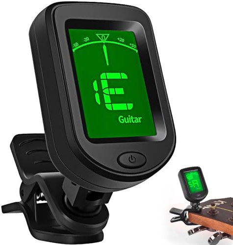 Guitar Tuner Clip On - Digital Tuners for Acoustic Guitar, Electronic Guitar, Bass, Violin, Ukulele - Lightweight, Accurate and Essential Musical Accessory