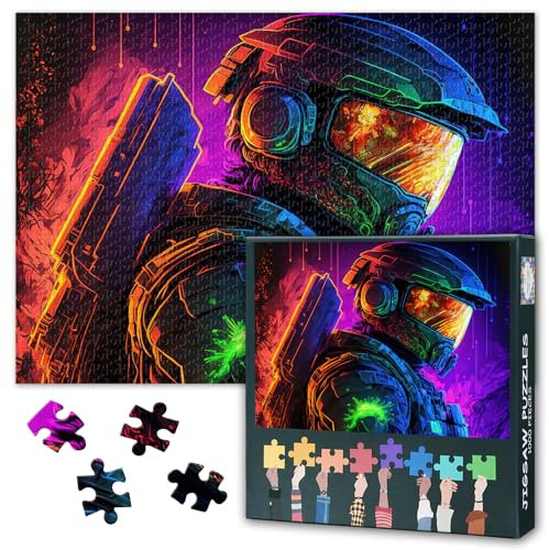 Jigsaw Puzzles 1000 Pieces for Adults, Challenging Neon Astronaut Puzzles Rompecabezas Para Adultos Impossible Hard Difficult Challenging Puzzles for Adults Educational Games 20x28 inch