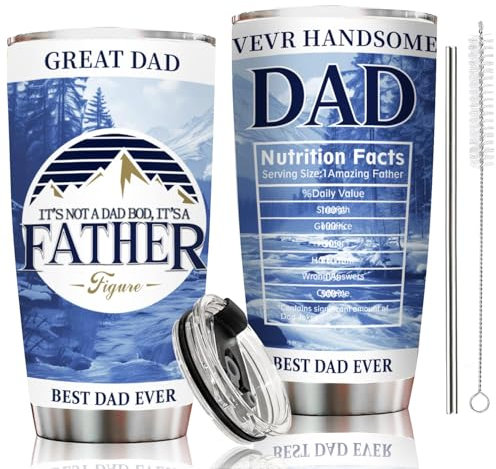 JOESTAR Tasse Isotherme Cadeau pour Papa - Mug Voyage 20oz Montagne Enneigée - Idée Cadeau Fête des Pères/Anniversaire pour Mari/Père de la Part de Fille/Fils/Femme - En Acier Inoxydable