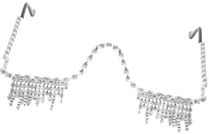 Nishiyuenyi Brillengestell mit Strasssteinen für Rave-Event-Partys, Silber