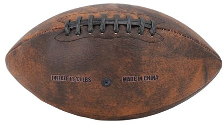 cardyven Training Football Size 9 Rugby Ball, PU Comfortable Grip Vintage Design All Weather Sports Football for Game Match, Outdoor Sports and Training