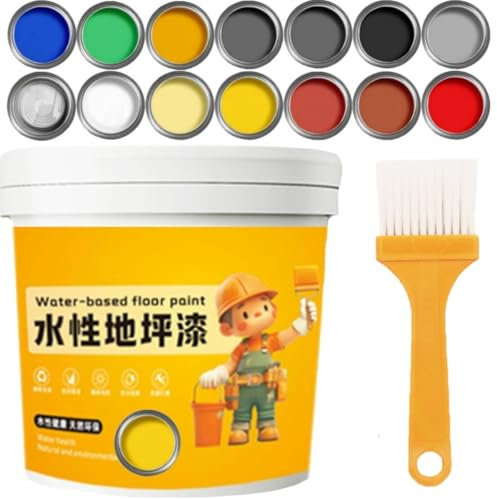 Waterproof Water-Based Epoxy Floor Paint - 2025 New Water-Based Garage Epoxy Flooring Paint, Quick-Dry Anti-Slip Concrete Floor Paints For Interior & Exterior (Lemon Yellow)