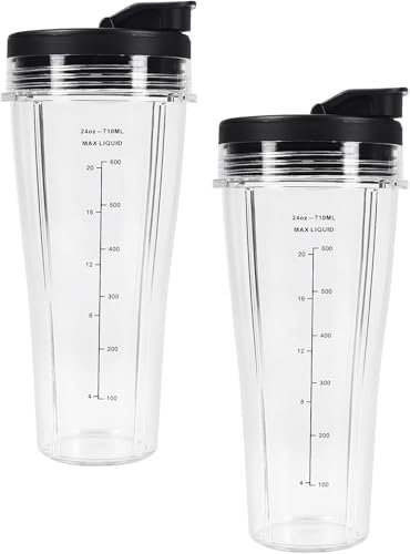 for Ninja Blender Cups, 2pcs Blender Cup with Lids, Blender Replacement Parts for Ninja Blender BN750UK BN800UK BN495UK CB350UK CB150UK CB100UK