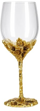 XUDREZ Wine Glass, 320 ml, Lead-Free, Enamelled Floral Design 2 Crown | Lead-Free Glasses, Painted Enamel Flower Design, 320ml Capacity, Red And White Crystal, Gold Trim