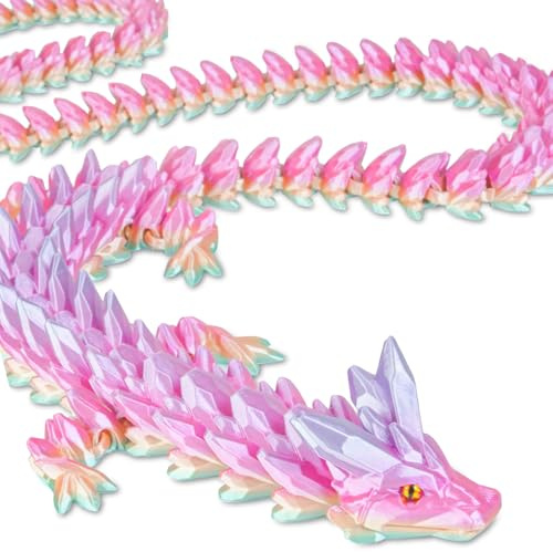 Olee Odee 100cm Drache 3D Druck Figur Sammlerstück Fantasy Deko für Zuhause Büro Kinderzimmer Magische Drachenfigur Geschenkidee für Kinder Erwachsene Ostern Weihnachten Geburtstag(Raibow)