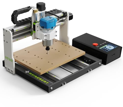 Axiscreat 3030 Beginner CNC Machine, 710W Router, Touch Offline Control, 3-Axis Limit Switches & E-Stop, Plug and Play, Ideal for Cutting Metal, Wood, Acrylic, MDF, and Plastic, 300x300x75mm Work Area