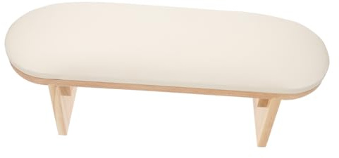 Generic Reposamanos para Manicura de PU Color Crema Cojín Ergonómico para Manos Base de Madera Natural Accesorio para Manicura en Casa Almohada Cómoda para Uñas Soporte para Brazo