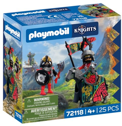 PLAYMOBIL | Knights | Anführer Drachenritter | Ritter auf Pferd mit Fahne und Gefährte | Ritter Spielzeug für Kinder ab 4 Jahren | 72118