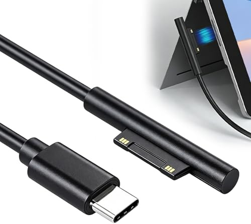 1.8m Surface Connect to USB-C Charging Cable, Compatible with Microsoft Surface Pro 3/4/5/6/7, Laptop 1/2/3, Go 1/2 Works with 45W 15V3A USB-C Charger, Lightweight & Durable