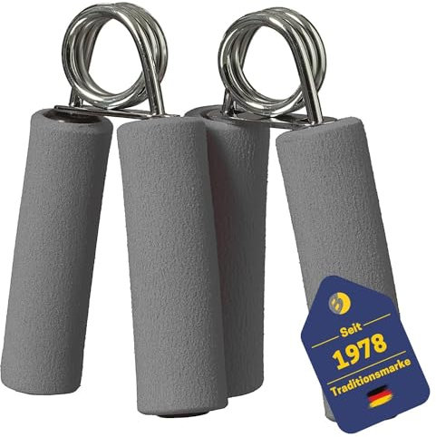 Best Fingerhanteln 2er Set I Mit starken Stahlfedern 15 kg I Mit moosgummi-ummantelte Griffe I Fingertrainer für Griffkraft, Muskeltraining und Rehabilitation I Farbe: Anthrazit