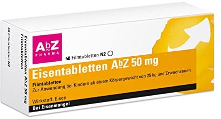 Eisentabletten AbZ 50 mg Filmtabletten: Zum Ausgleich eines Eisenmangels, 50 Filmtabletten