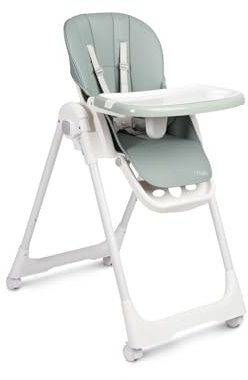 TOYZ Megalo - Hochstuhl Baby mit Liegefunktion - Baby Hochstuhl ab 6 Monate bis 3 Jahre - mit Fußstütze, abnehmbarem Essbrett, verstellbarer Rückenlehne - Klappbar - Minze