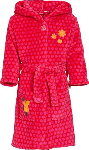 Playshoes Unisex Kinder Fleece-Bademantel Morgenmantel, pink Die Maus, 122/128
