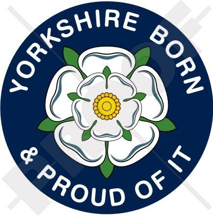 Auto-Aufkleber „Yorkshire Born & Proud“ weiße Rose of York Großbritannien UK 100 mm Vinyl