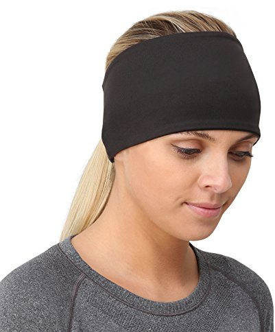 TrailHeads Stirnband für Damen/Ohrenwärmer mit Pferdeschwanzöffnung und Reflektierenden Nähten - Adrenaline Series (schwarz)