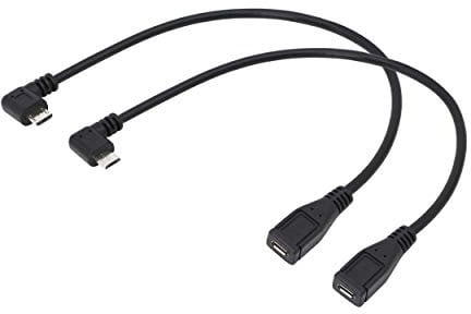 CERRXIAN 9inch Micro Câble USB Combo gauche et à angle droit Micro USB 5 broches mâle Micro USB femelle de synchronisation de données et câble de charge (1 paire)