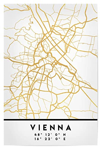 artboxONE Poster 30x20 cm Städte Vienna Austria Street MAP Art - Bild Vienna City Coordinates