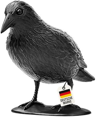 WELLGRO WELLGRO Vogelschreck Krähe – Raben Attrappe zur Vogelabwehr & Taubenabwehr – sitzend – schwarz, Kunststoff – für Balkon & Garten