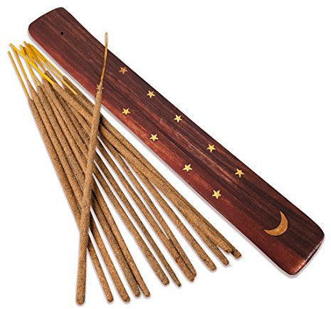 Porte-encens en bois bac à cendres – Doré Lune