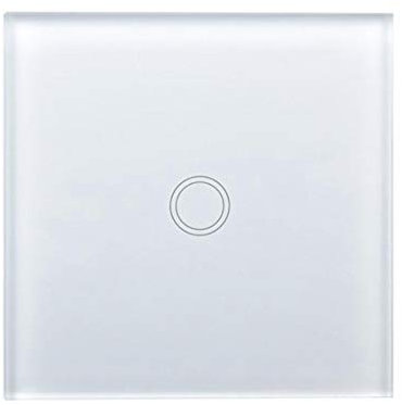 Haobing Interruptores de luz con indicador LED UK/EU Interruptor de Pared de Pantalla tactil de Vidrio (Blanco, 1 Gang)