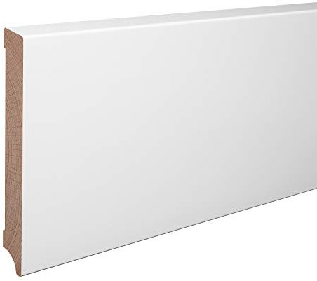 Sockelleiste Leipzig Buche Massivholz WEISS Oberkante Abgeschrägt 150mm