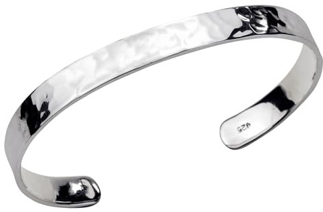 SILBERMOOS Herren Damen Armspange Armreif gehämmert offen klassisch 925 Sterling Silber