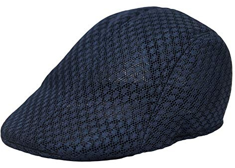 WITHMOONS Breathable Mesh Summer Hat Newsboy Ivy Cap Cabbie Flat Cap UZ30053, Navy, One size