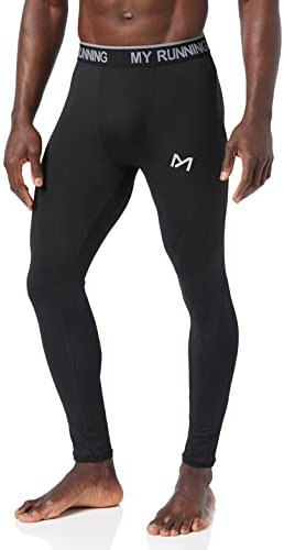 MEETYOO Herren Kompressionshose Sport Leggings, Schwarz 1, XXL EU