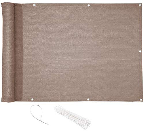 CelinaSun Schermo Privacy 0,75 x 4 m Grigio Talpa HDPE Anti-Vento Anti-intemperie per Giardino Balcone con Occhielli Fascette