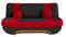 Sofa mit Schlaffunktion und Bettkasten, Couch für Wohnzimmer, Schlafsofa Federkern Sofagarnitur Polstersofa Wohnlandschaft mit Bettfunktion - Feba (Schwarz + Rot (Alova 04+ Alowa 46))