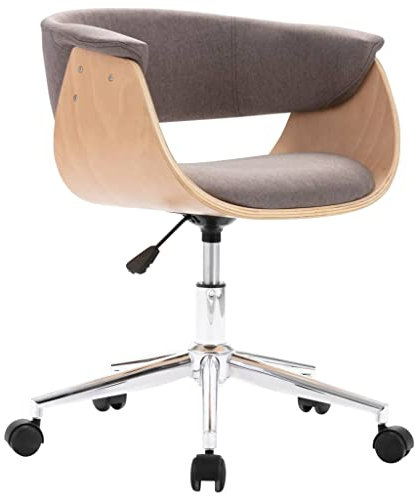 vidaXL Esszimmerstuhl, Küchenstuhl Drehbar Höhenverstellbar, Drehstuhl Esszimmer, Essstuhl Stuhl mit Armlehnen, Taupe Bugholz Stoff