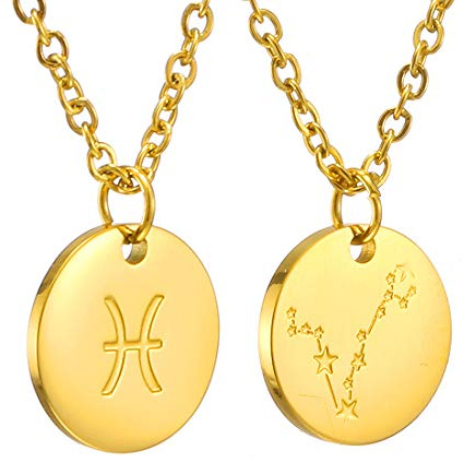 AFSTALR stjärntecken kedja guld/roséguld/silver för kvinnor horoskop kedja mor dotter vänner födelsedagspresent, Fische, Rostfritt stål, Ingen ädelsten