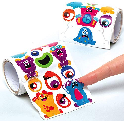 Baker Ross AX252 Monster Aufkleberrollen Vorteilspackung - 600 Stück, Kreative Künstler- und Bastelbedarf zum Basteln und Dekorieren zur Winterzeit