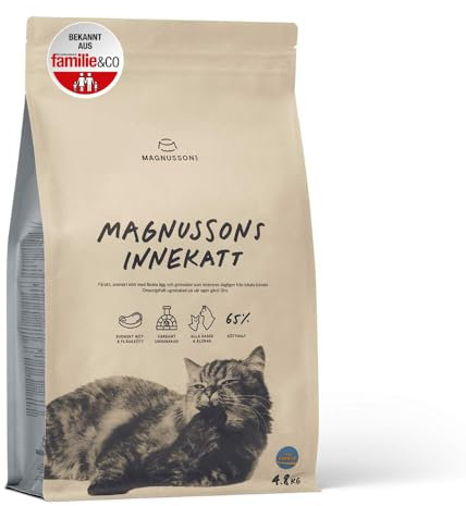 MAGNUSSONs Innekatt | Katzentrockenfutter für Erwachsene Hauskatzen mit geringem Energiebedarf | 65% Fleischanteil | Ofengebacken… (4,8 kg)