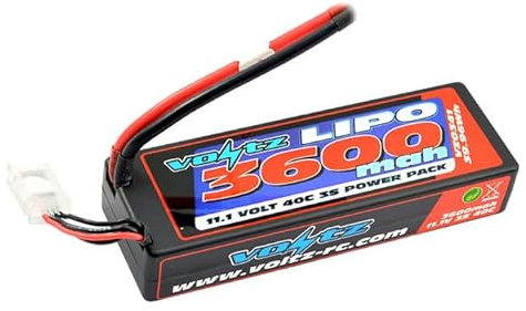Voltz 3600mAh 3S 11.1V 40C Hard Case LiPo RC Car Battery (2S Size!) w/XT60 Plug