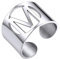 ChainsHouse Edelstahl Breit Ring Alphabet M Fingerring Offener Bandring Partnerring Namenring für Valentinstag Geburtstag
