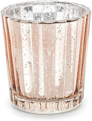 4er Set edle Vintage Teelicht-Halter Teelicht-Gläser rosé-Gold/Kupfer - Tisch-Deko Hochzeit Geburtstag Kerzen-Ständer Weihnachten Konfirmation Kommunion & Taufe Shabby Chic 2X 4er Set = 8 Gläser