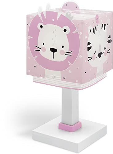 Dalber Kinder Tischlampe Nachttischlampe kinderzimmer Baby Jungle Urwald Tiere Dschungeltiere Rosa, 63111S, E14
